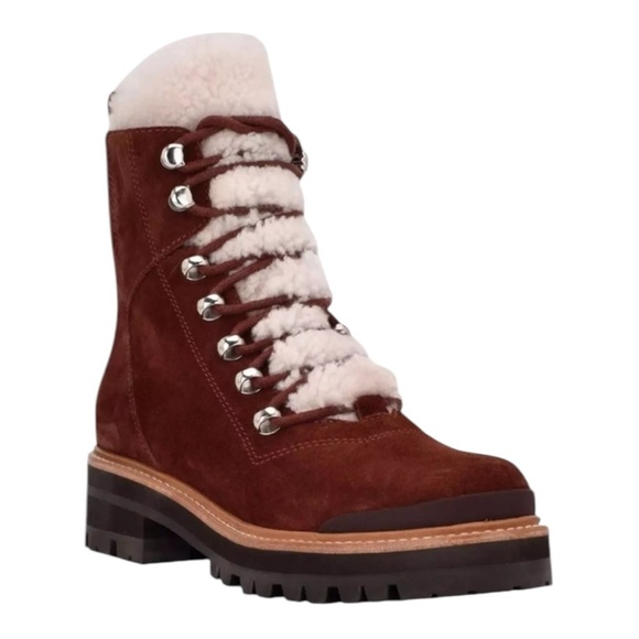 Marc Fisher Izzie Lugsole Ankle Boot Dark Red Suede NWT - Picture 1 of 8